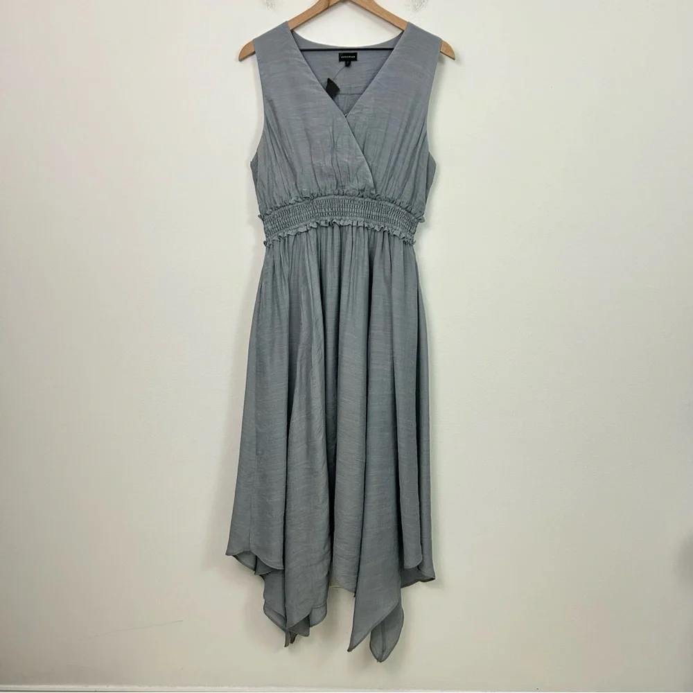 Buckle Black Size M Ruffle Smocked Midi Dress Handkerchief Hem‎ Blue